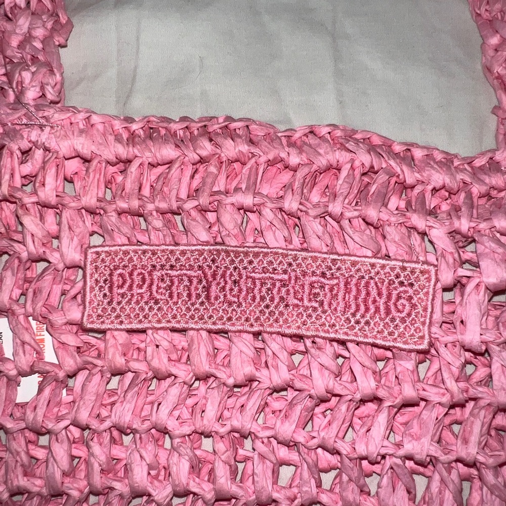Pink Straw Bag, 14”x13”, Brand:Pretty Little Thing